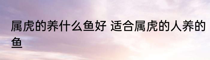 属虎的养什么鱼好 适合属虎的人养的鱼
