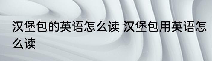 汉堡包的英语怎么读 汉堡包用英语怎么读