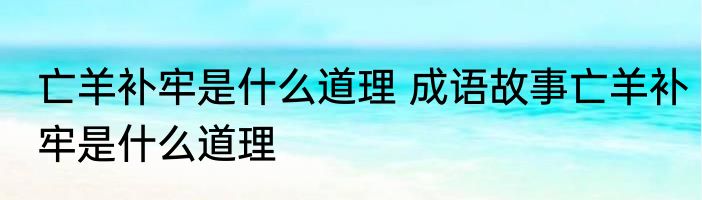 亡羊补牢是什么道理 成语故事亡羊补牢是什么道理