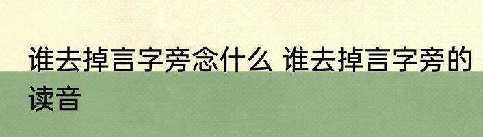 谁去掉言字旁念什么 谁去掉言字旁的读音