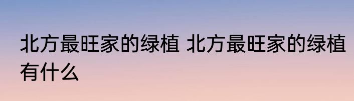 北方最旺家的绿植 北方最旺家的绿植有什么