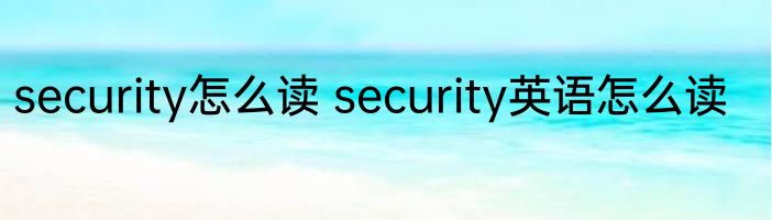 security怎么读 security英语怎么读