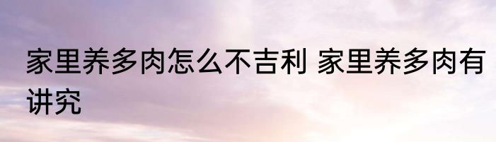 家里养多肉怎么不吉利 家里养多肉有讲究