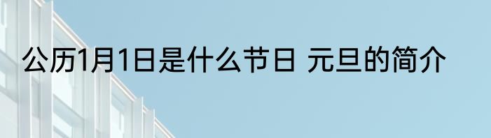 公历1月1日是什么节日 元旦的简介