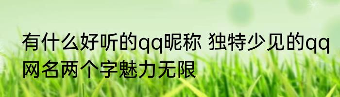 有什么好听的qq昵称 独特少见的qq网名两个字魅力无限