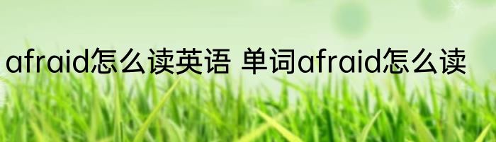 afraid怎么读英语 单词afraid怎么读