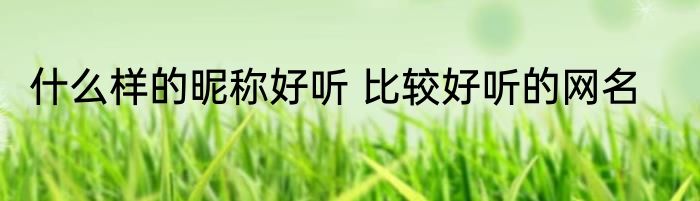 什么样的昵称好听 比较好听的网名