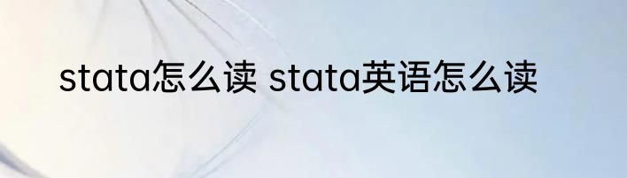 stata怎么读 stata英语怎么读