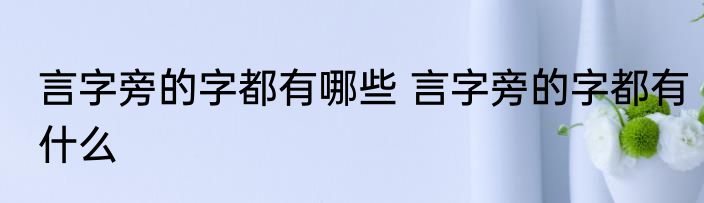 言字旁的字都有哪些 言字旁的字都有什么