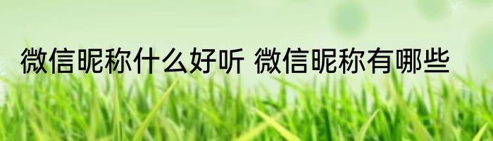 微信昵称什么好听 微信昵称有哪些