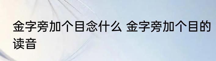金字旁加个目念什么 金字旁加个目的读音