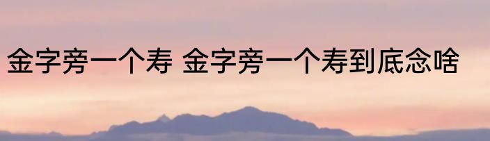 金字旁一个寿 金字旁一个寿到底念啥