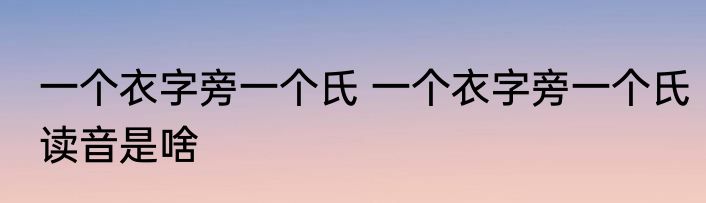 一个衣字旁一个氏 一个衣字旁一个氏读音是啥