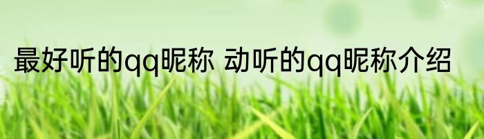 最好听的qq昵称 动听的qq昵称介绍