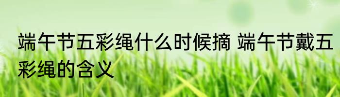 端午节五彩绳什么时候摘 端午节戴五彩绳的含义