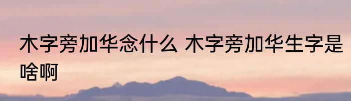 木字旁加华念什么 木字旁加华生字是啥啊