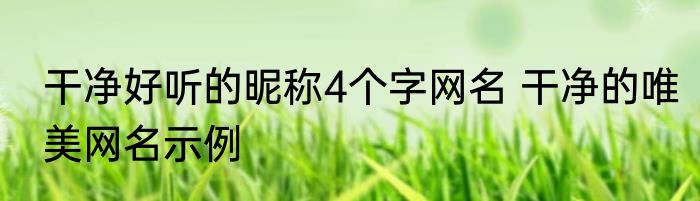 干净好听的昵称4个字网名 干净的唯美网名示例