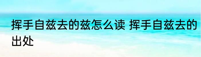 挥手自兹去的兹怎么读 挥手自兹去的出处