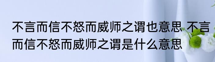 不言而信不怒而威师之谓也意思 不言而信不怒而威师之谓是什么意思