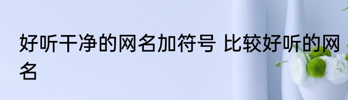 好听干净的网名加符号 比较好听的网名