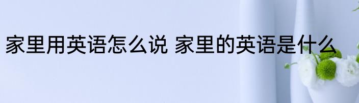家里用英语怎么说 家里的英语是什么