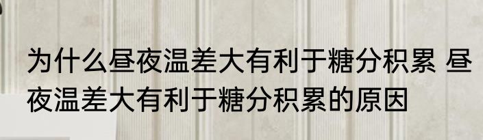 为什么昼夜温差大有利于糖分积累 昼夜温差大有利于糖分积累的原因