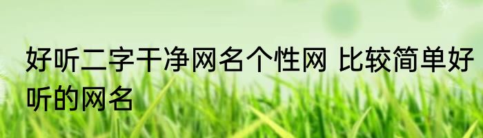 好听二字干净网名个性网 比较简单好听的网名