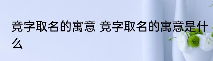 竞字取名的寓意 竞字取名的寓意是什么