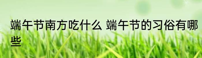 端午节南方吃什么 端午节的习俗有哪些