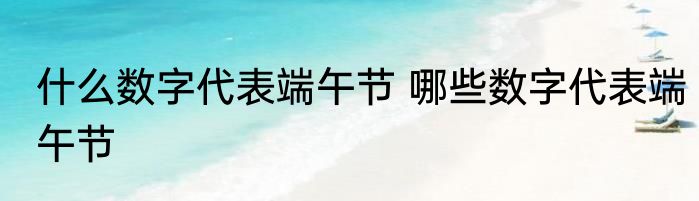 什么数字代表端午节 哪些数字代表端午节
