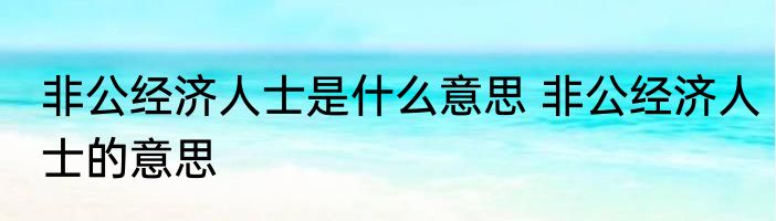 非公经济人士是什么意思 非公经济人士的意思