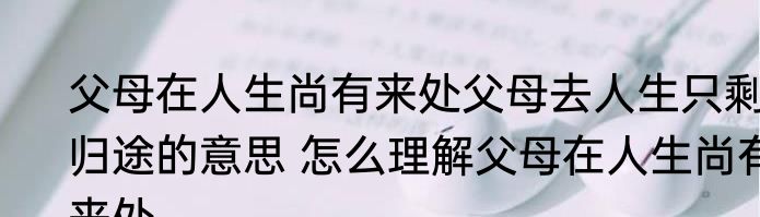 父母在人生尚有来处父母去人生只剩归途的意思 怎么理解父母在人生尚有来处