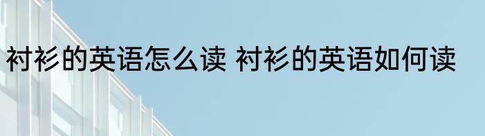 衬衫的英语怎么读 衬衫的英语如何读