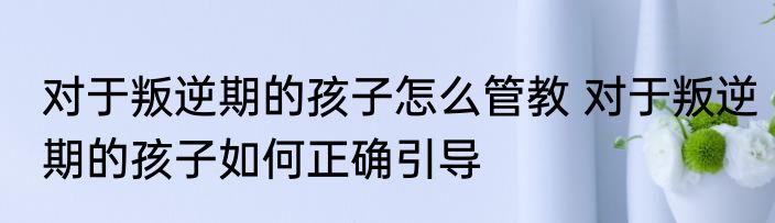 对于叛逆期的孩子怎么管教 对于叛逆期的孩子如何正确引导