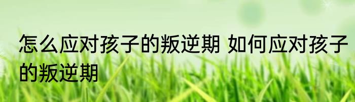 怎么应对孩子的叛逆期 如何应对孩子的叛逆期