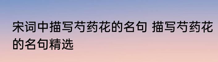 宋词中描写芍药花的名句 描写芍药花的名句精选