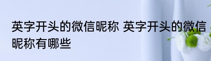 英字开头的微信昵称 英字开头的微信昵称有哪些