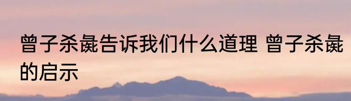 曾子杀彘告诉我们什么道理 曾子杀彘的启示