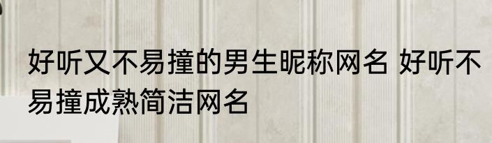好听又不易撞的男生昵称网名 好听不易撞成熟简洁网名