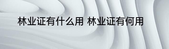 林业证有什么用 林业证有何用
