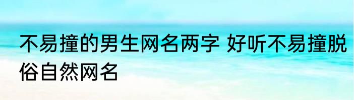 不易撞的男生网名两字 好听不易撞脱俗自然网名