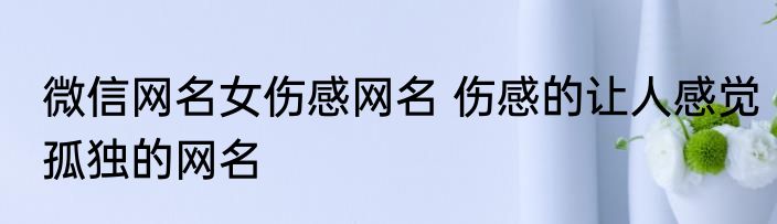 微信网名女伤感网名 伤感的让人感觉孤独的网名