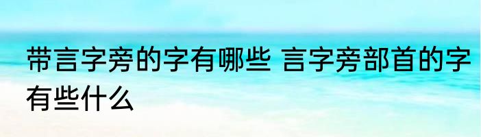 带言字旁的字有哪些 言字旁部首的字有些什么