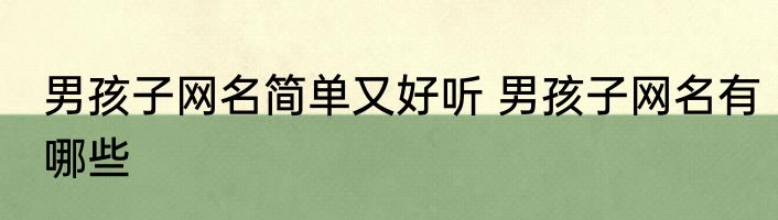 男孩子网名简单又好听 男孩子网名有哪些