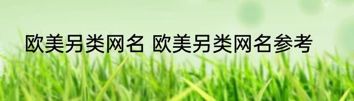 欧美另类网名 欧美另类网名参考