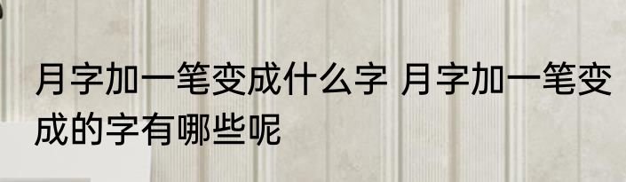 月字加一笔变成什么字 月字加一笔变成的字有哪些呢