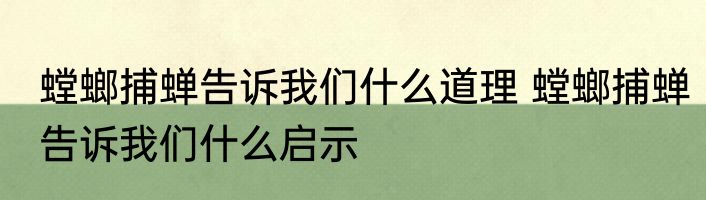 螳螂捕蝉告诉我们什么道理 螳螂捕蝉告诉我们什么启示