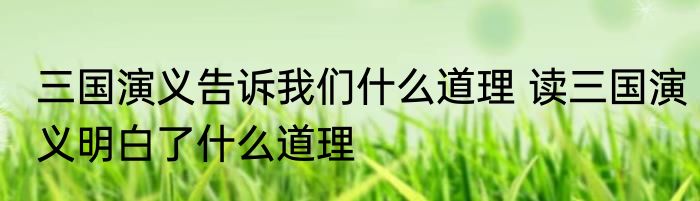 三国演义告诉我们什么道理 读三国演义明白了什么道理