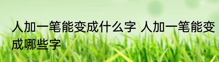 人加一笔能变成什么字 人加一笔能变成哪些字