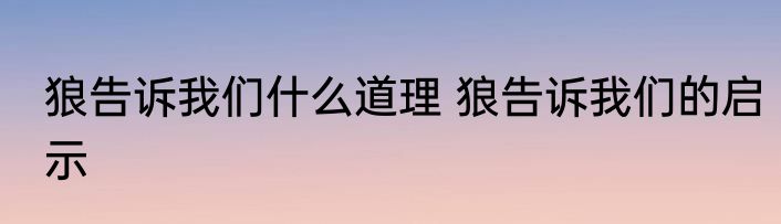 狼告诉我们什么道理 狼告诉我们的启示